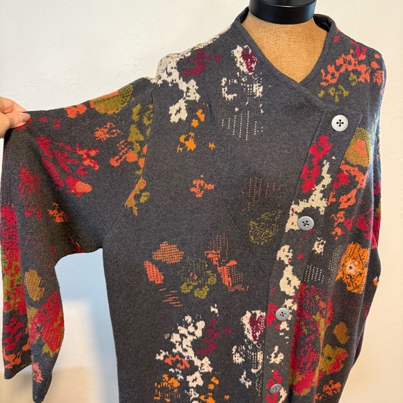 J. Jill Multicolor Floral Heavy Knit Wool Alpaca Blend Longline Cardigan Size 3X - Picture 4 of 12